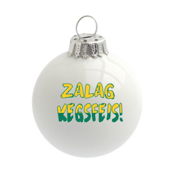 Haagse kerstbal 6cm glas tekst: zalag kegsfeis 