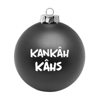 Haagse kerstbal 6cm glas tekst: kankah kahs zwart 6cm