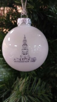 wit glans Nieuwe Kerk Delft kerstbal glas