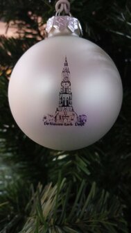 zilver mat Nieuwe Kerk Delft kerstbal glas