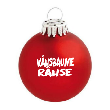 Haagse kerstbal 6cm glas tekst: kahsbaume rahse ROOD