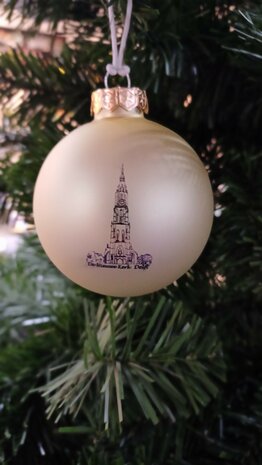 champagne mat Nieuwe Kerk Delft kerstbal glas